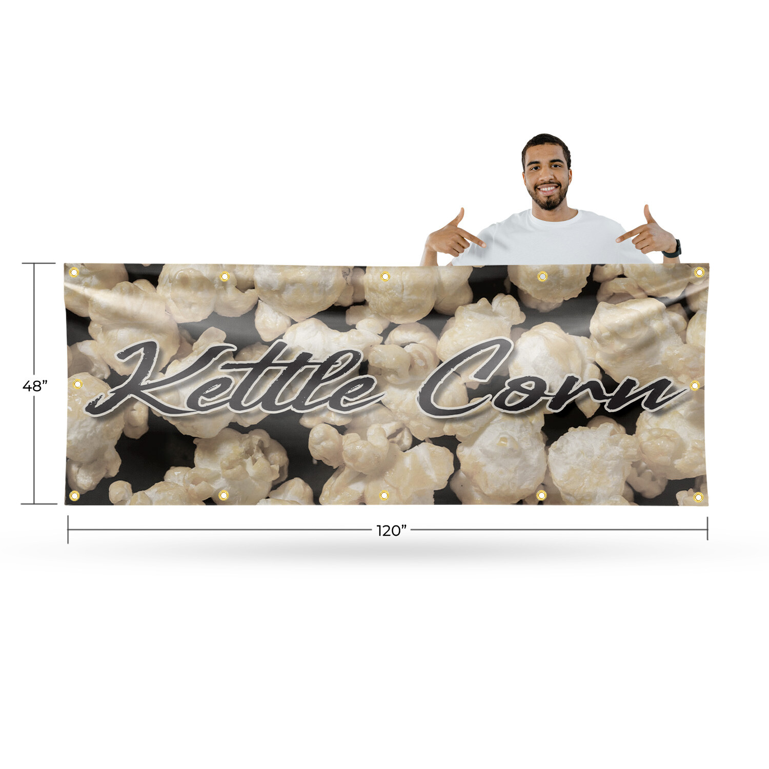 Kettle Corn 13 oz Vinyl Banner Sign with Metal Grommets Heavy-Duty Single-Sided