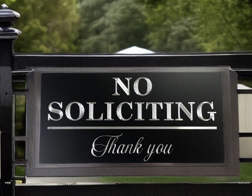 Engraved No Soliciting Company Business Metal House Outdoor Sign 12×6 Plaque