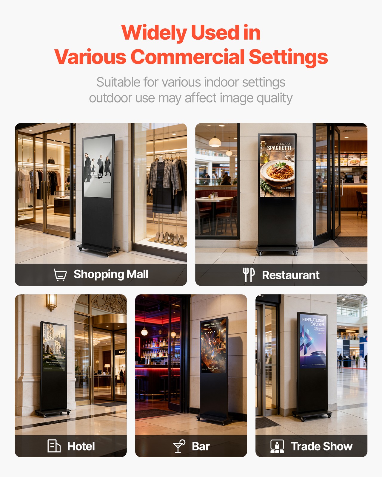 VEVOR 43 in Indoor Digital Signage Floor Standing Advertising Display Kiosk LCD