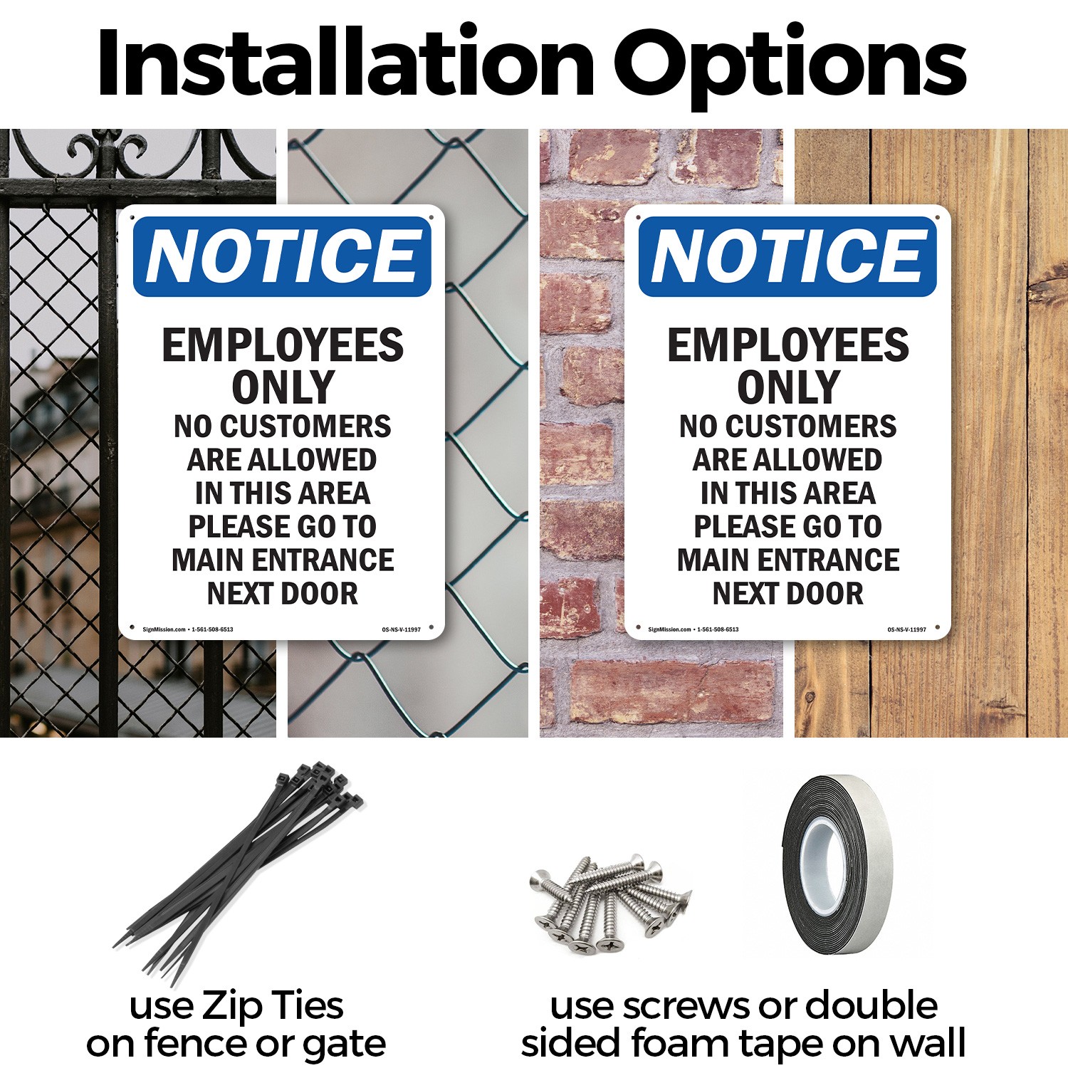 Employees Only No Customers Are OSHA Notice Sign Metal,, Decal 5 or 10 Pack