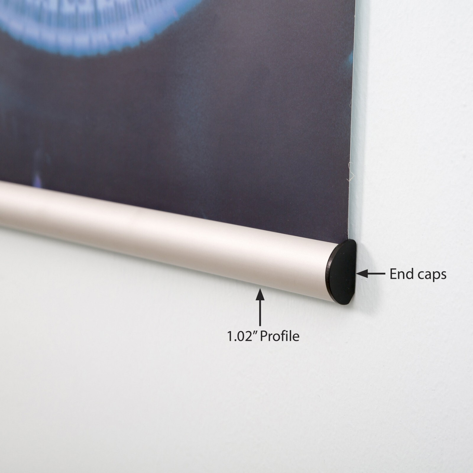 Poster Snap Hanger Set 48 inch Wall Mounting Silver 1.02&Prime; Aluminum Profile