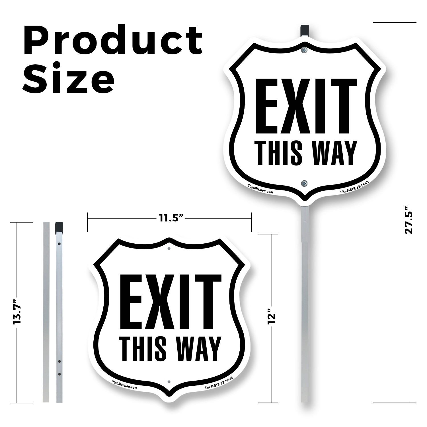 Exit This Way Shield Shaped Sign With Stake Weather Resistant Crafted in the USA