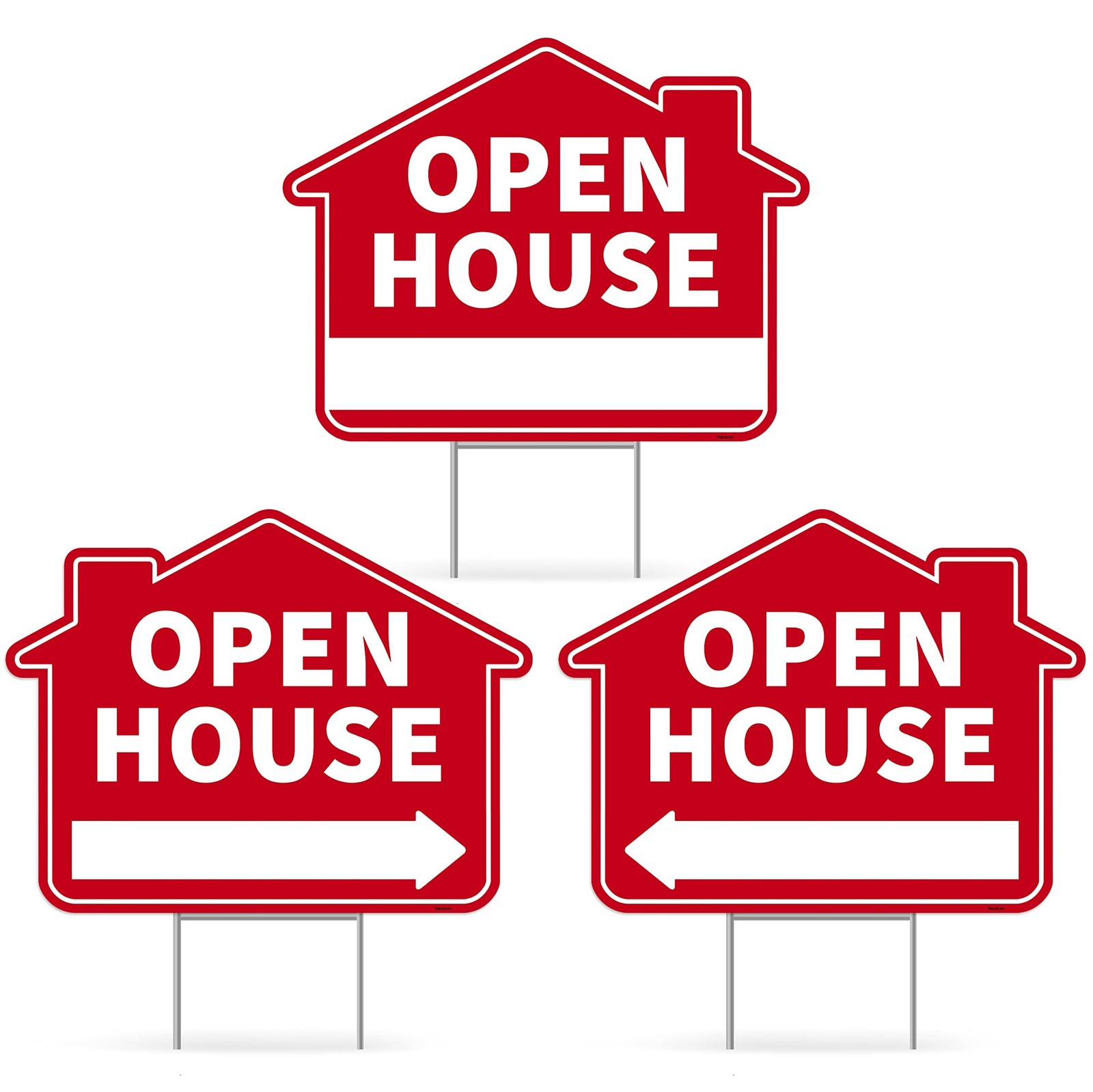 3PC Open House Sign with Stakes, 17 Inches by 13 Inches – Double Sided Signs …