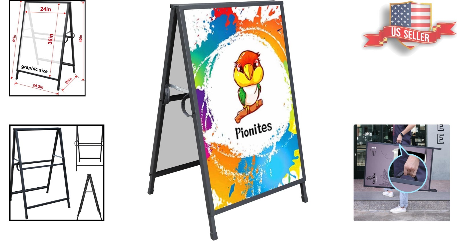 Heavy Duty 24×36 A-Frame Sidewalk Sign – Weather-Resistant Double-Sided Display