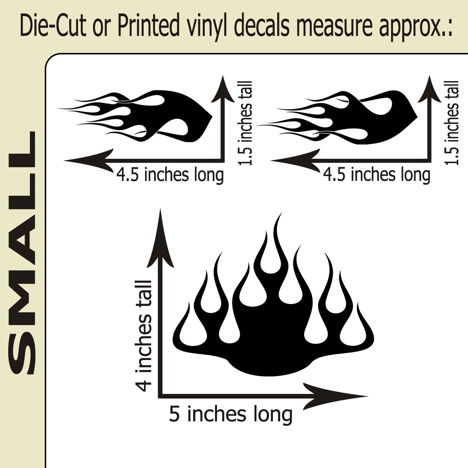 ST2 SMALL Flame Vinyl Decal Kit Golf Cart Motorcycle Tank Car Truck RC ATV UTV