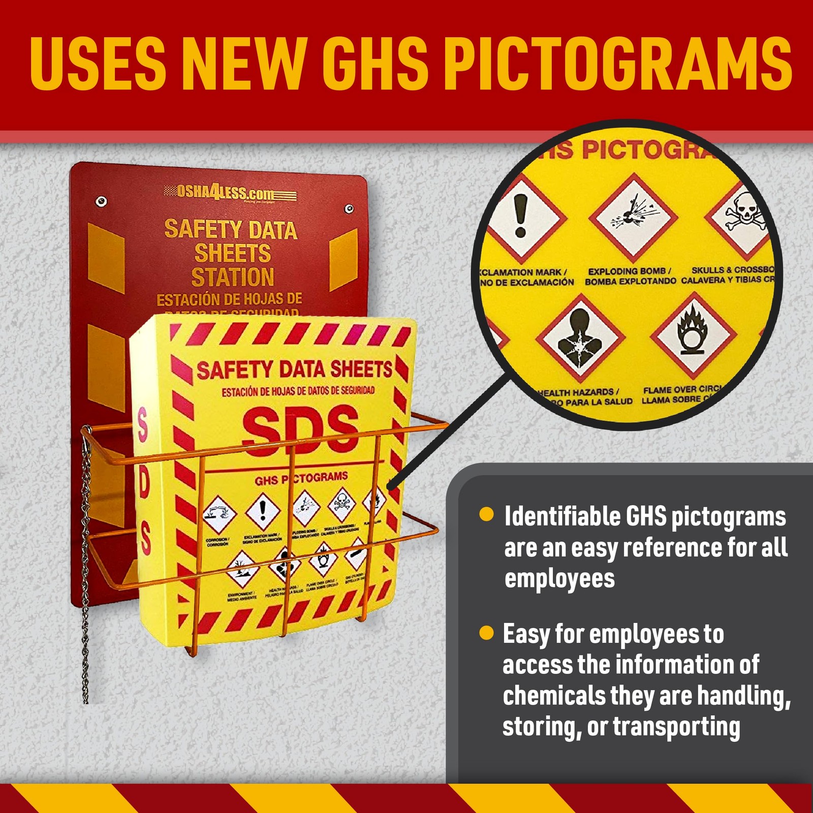 Bilingual Right to Know SDS Center Wire Rack and 3&Prime; Binder with 2020 Updated …