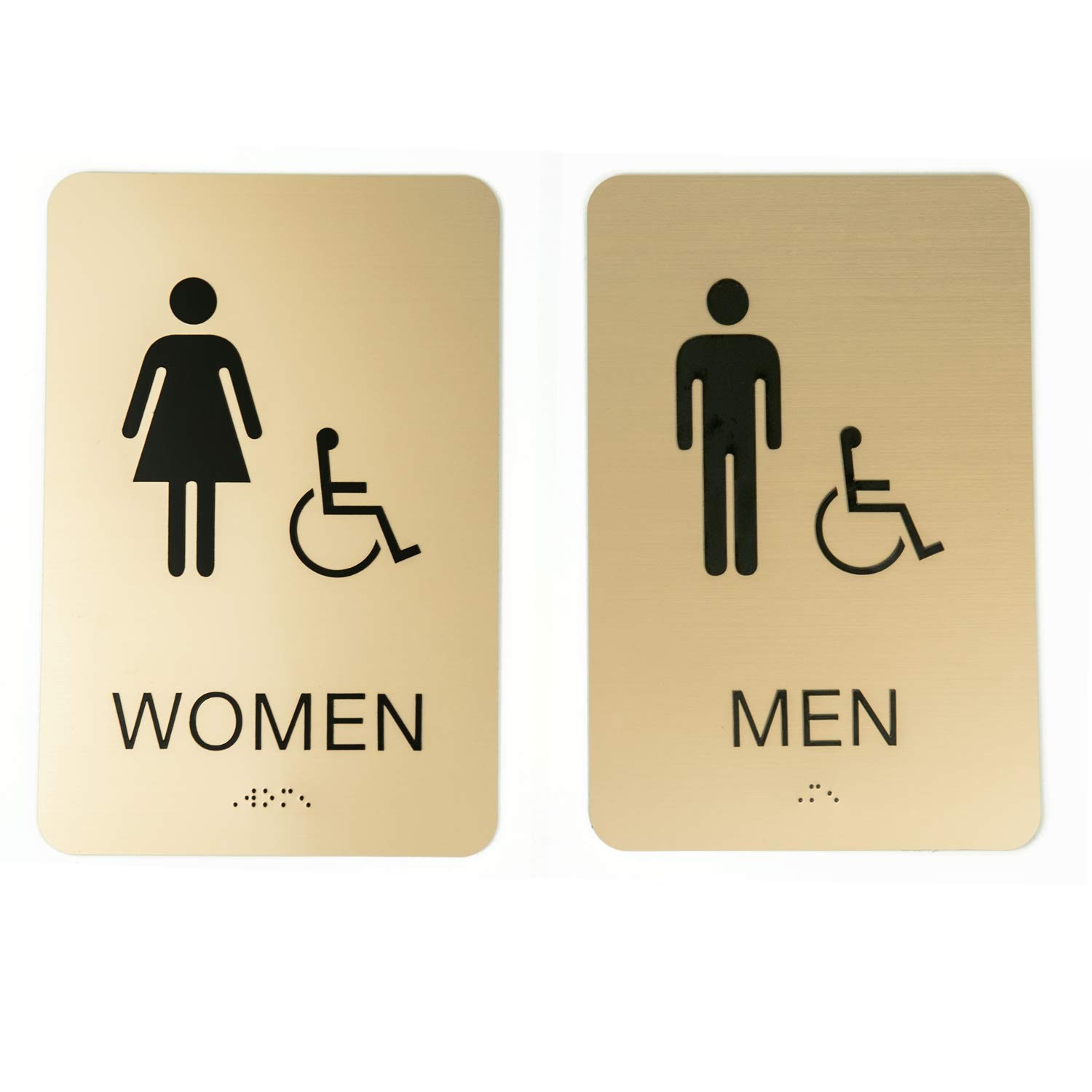 Gold Men & Women ADA Restroom Signs/Modern Chic 6&Prime; x 9&Prime; Acrylic Bathroom Sign…
