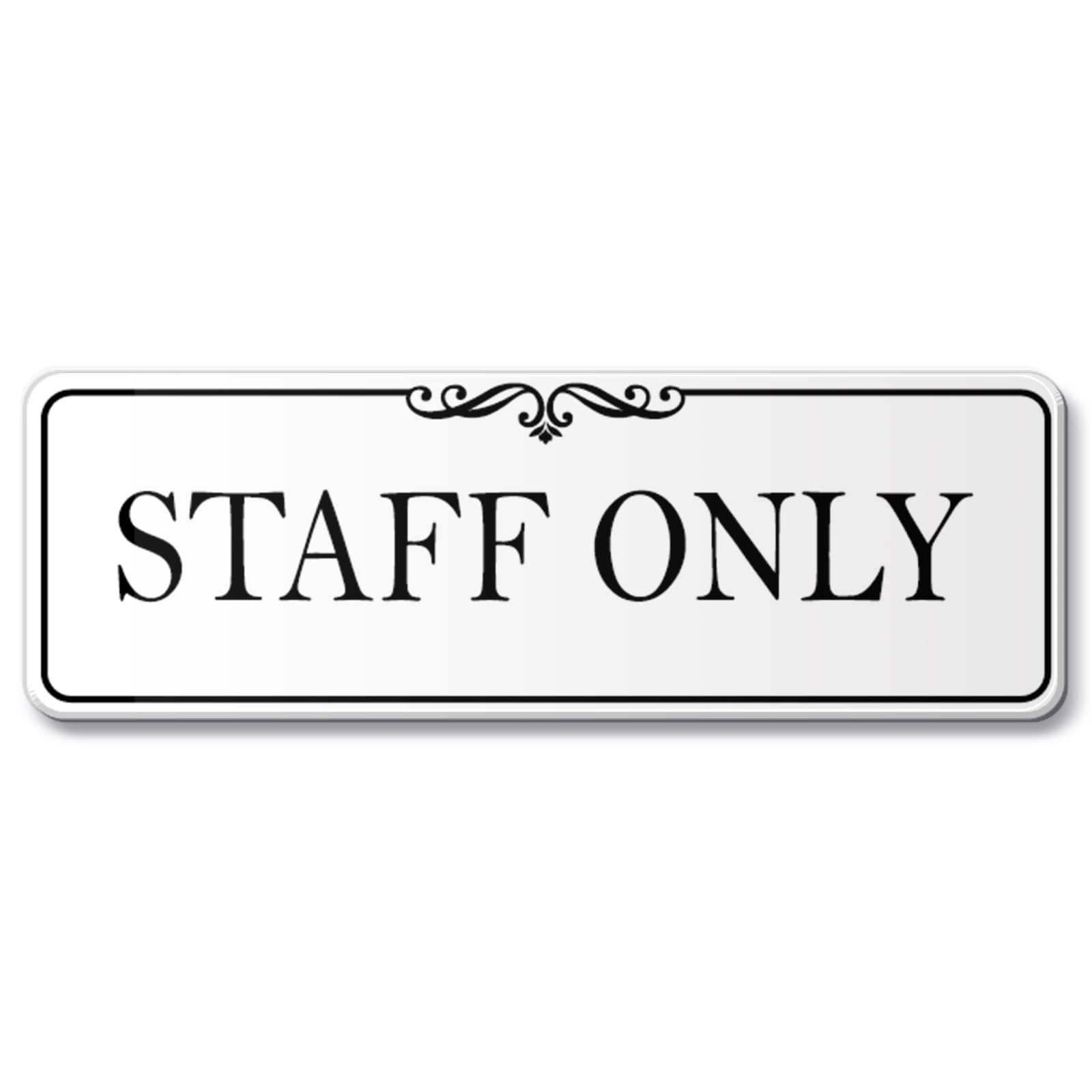 9×3 Inch Staff Only Sign Acrylic SelfStick Door Wall Signage Elegant White
