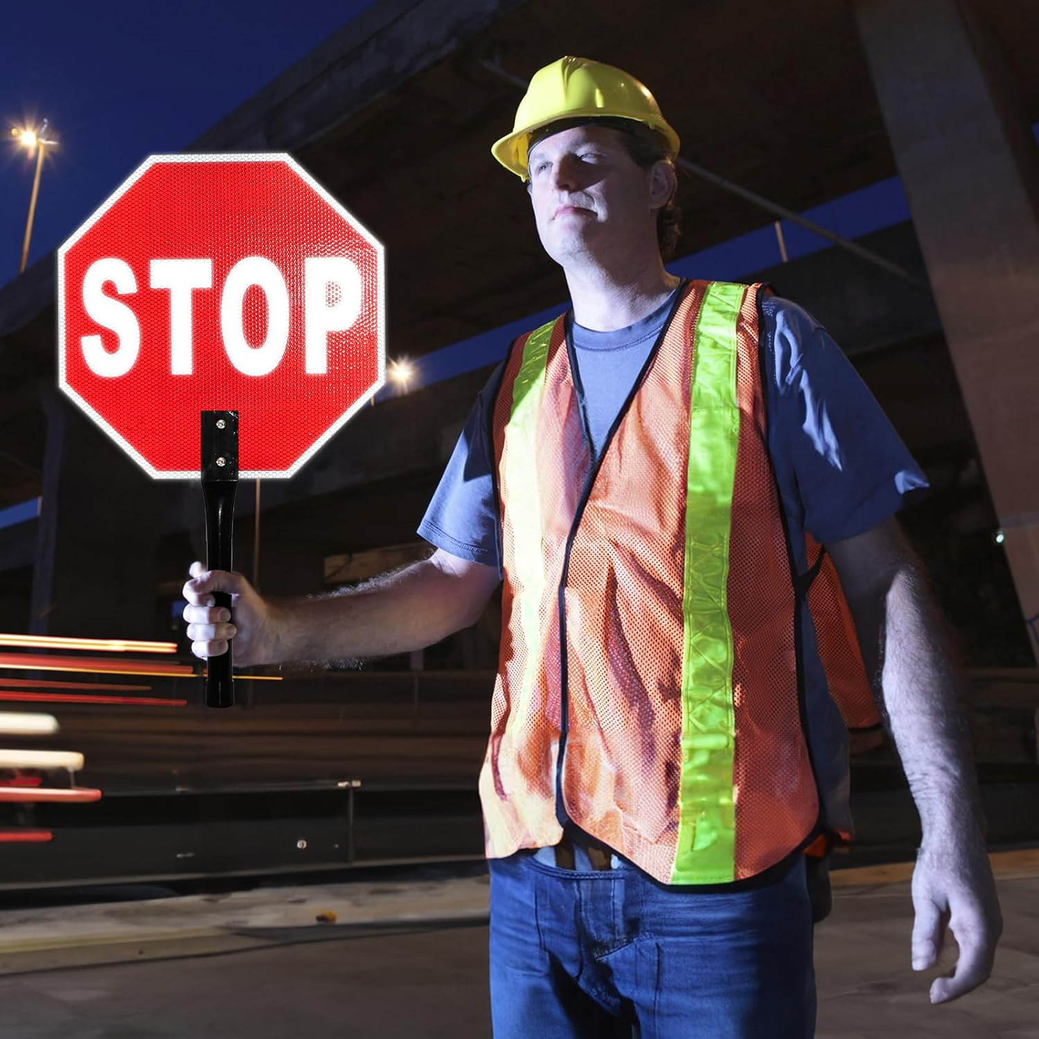 2 Pieces Stop Slow Signs, 13 » Hand Held Stop Slow Signs with Metal Handle, Doub