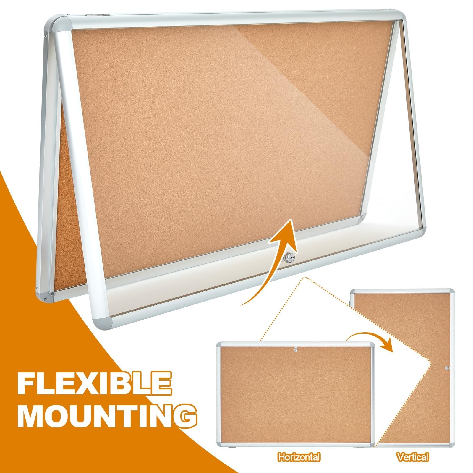 Geetery 36 x 24 Inch Enclosed Bulletin Board Tamperproof Lockable Cork Board …