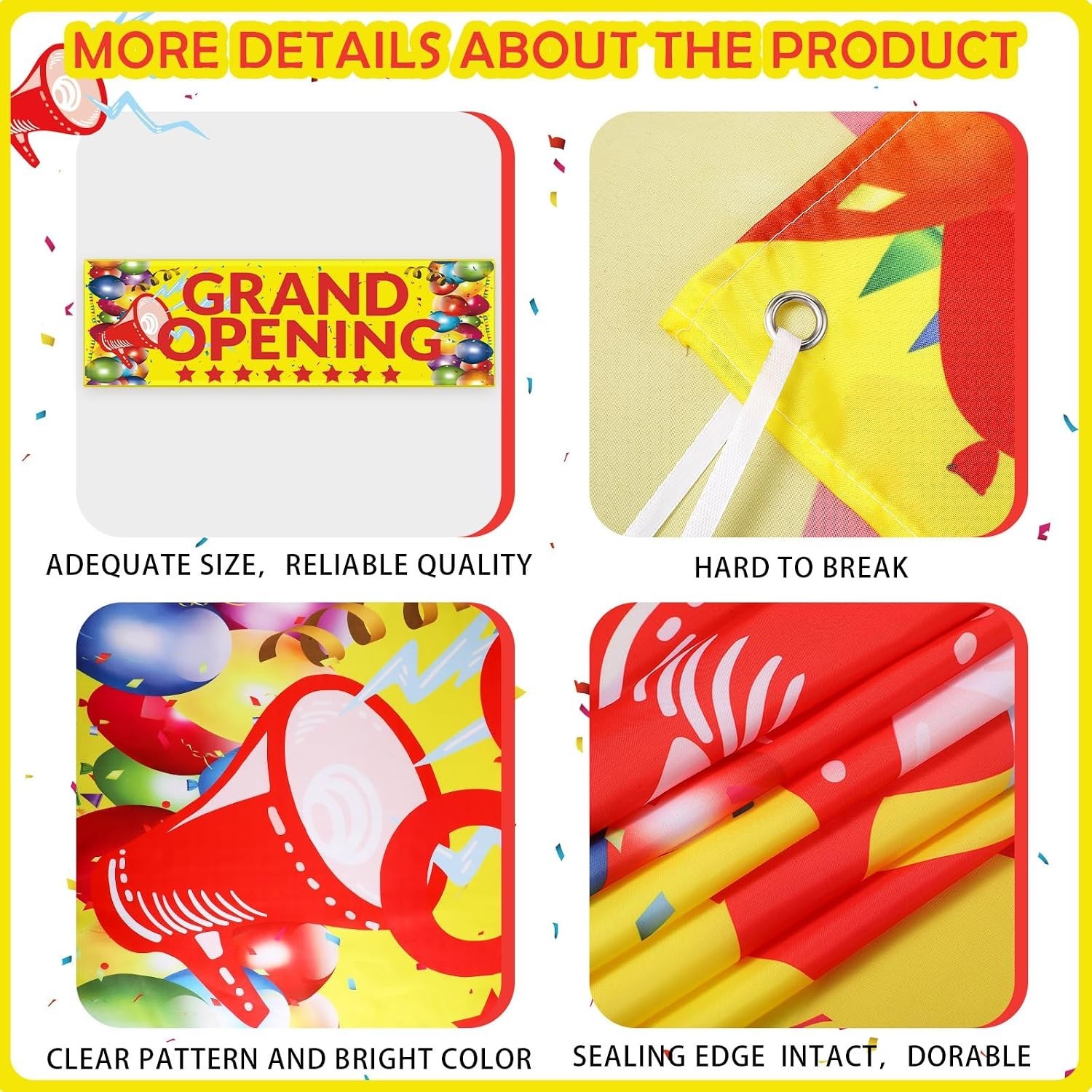 Grand Opening Banner 3×10 ft Waterproof Oxford Cloth Sign with Rope for Store…