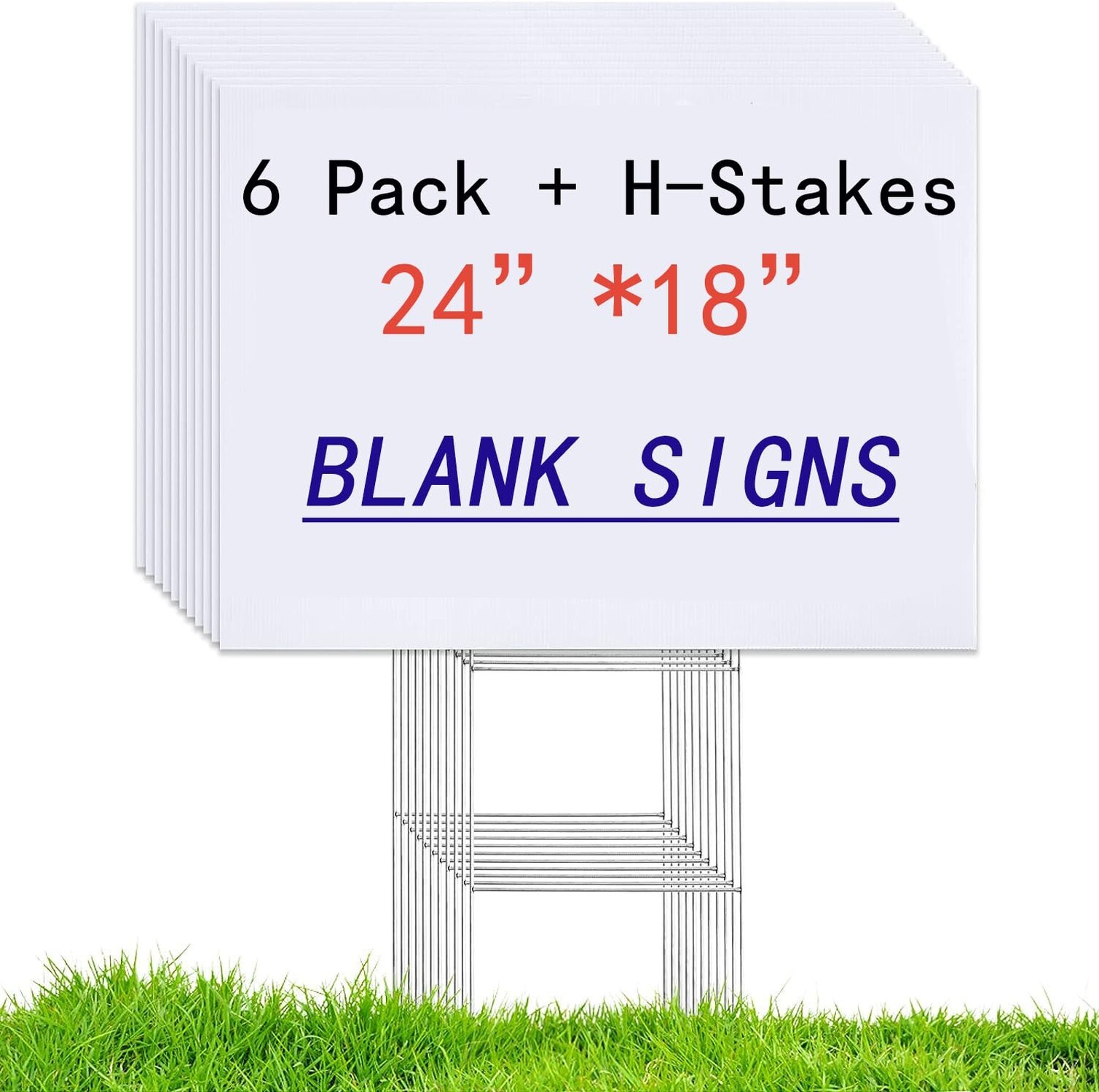 6 Pack 24&Prime;x18&Prime; White Blank Lawn Yard Signs Corrugated Plastic Sheet with Dura…