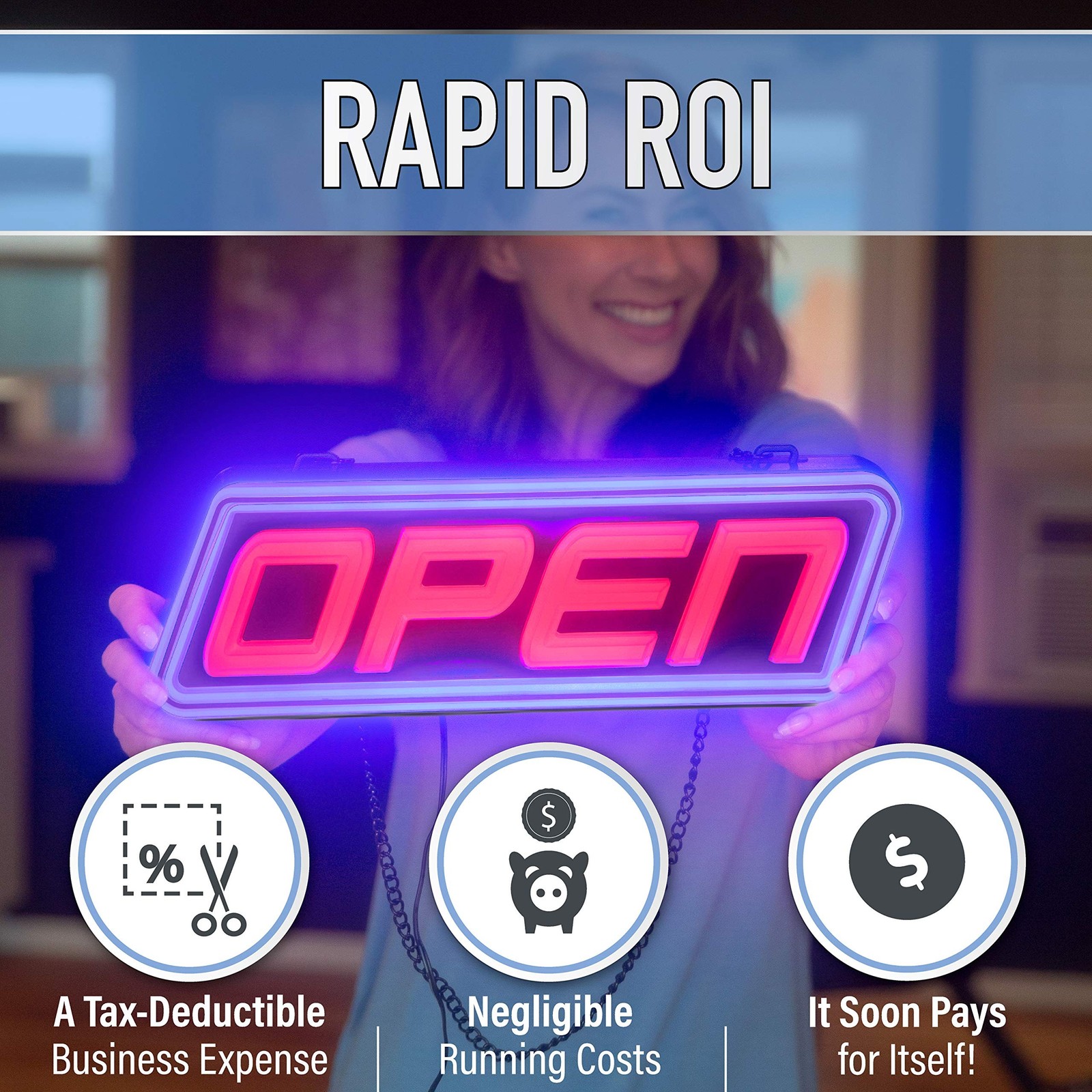 GLI Super-Bright LED Open Sign – Stand Out in Daylight too with this Ultra Br…