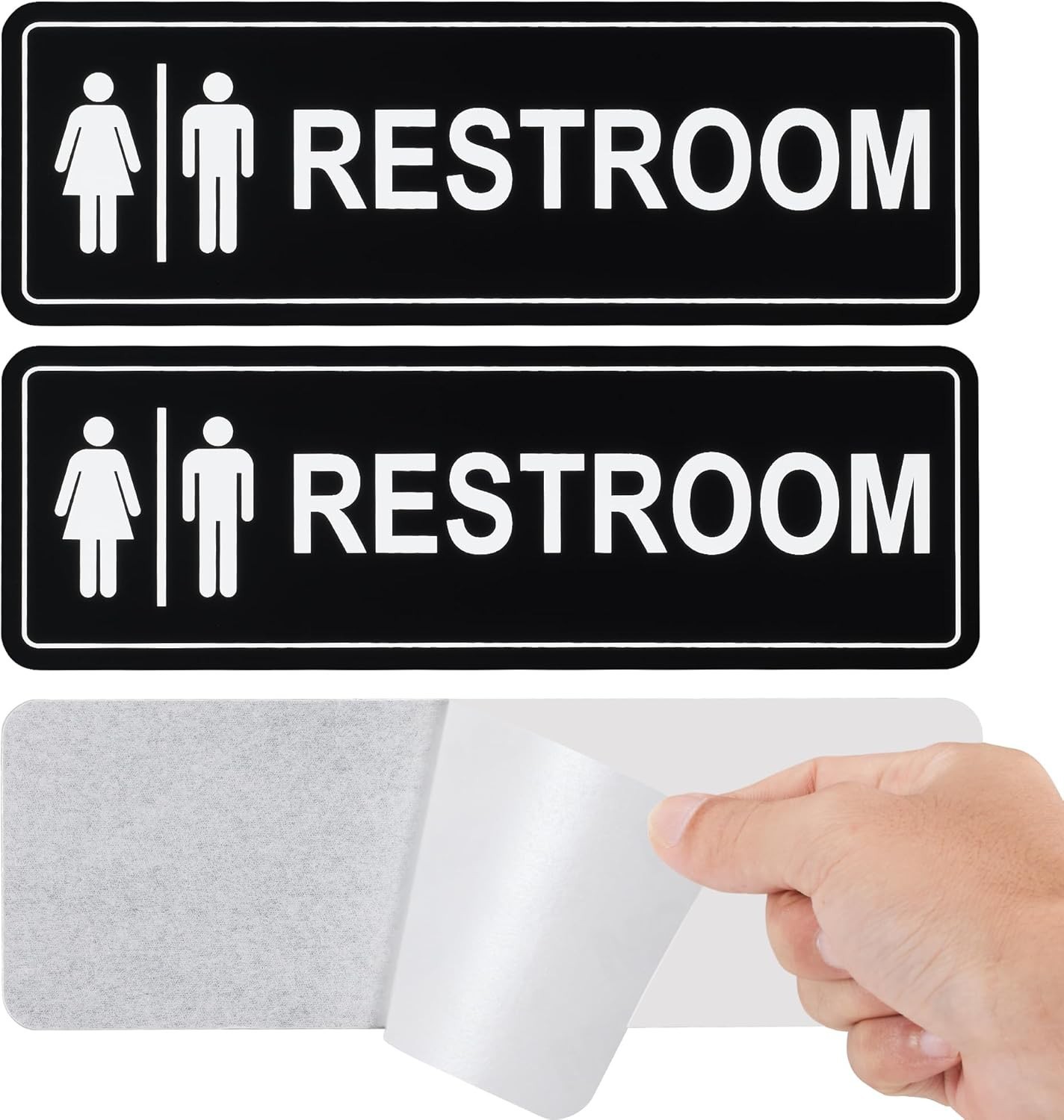 Restroom Sign – 2 Pack Metal Restroom Signs for Business with Strong Self-Adh…