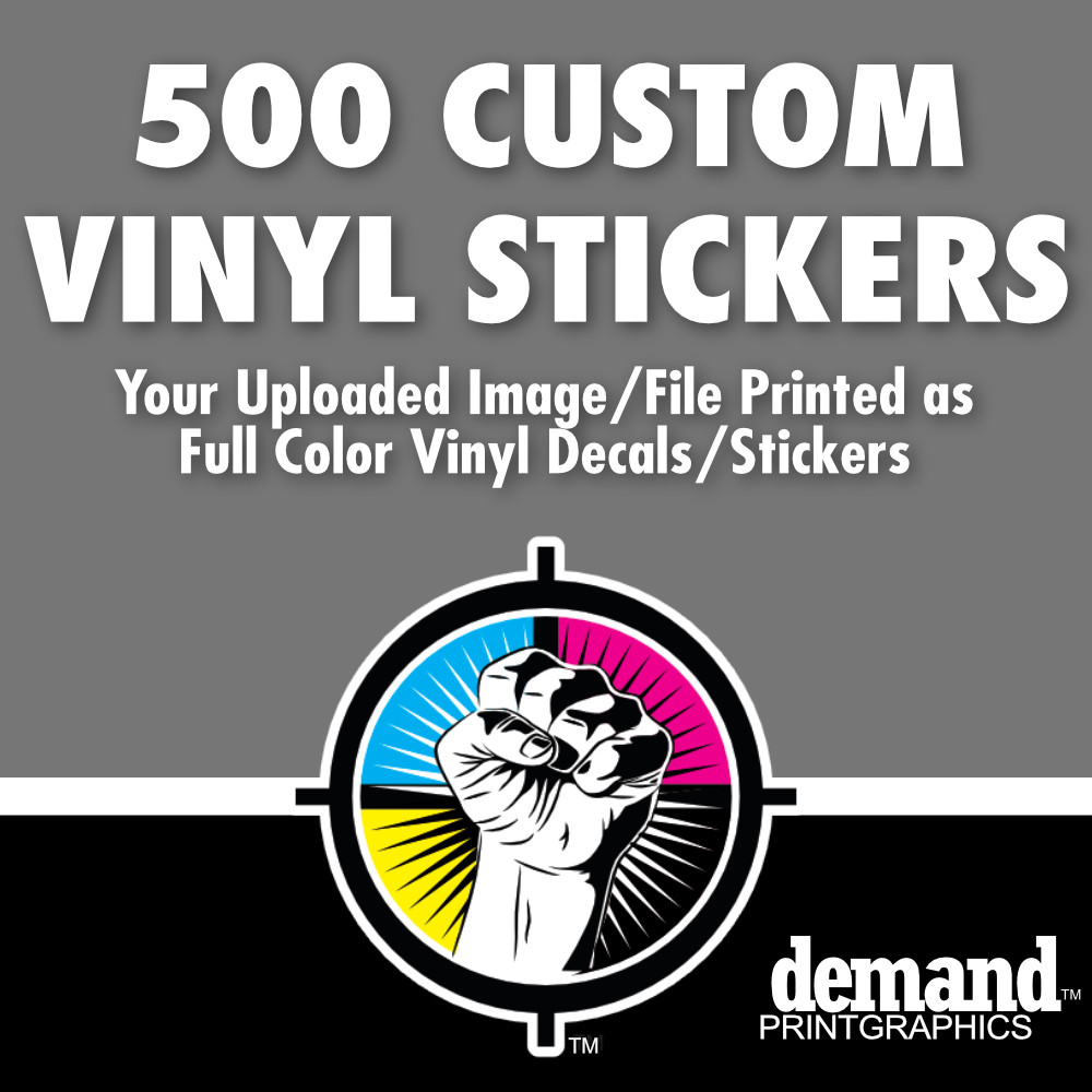 500 Custom Full Color Adhesive Vinyl Stickers Decals Labels