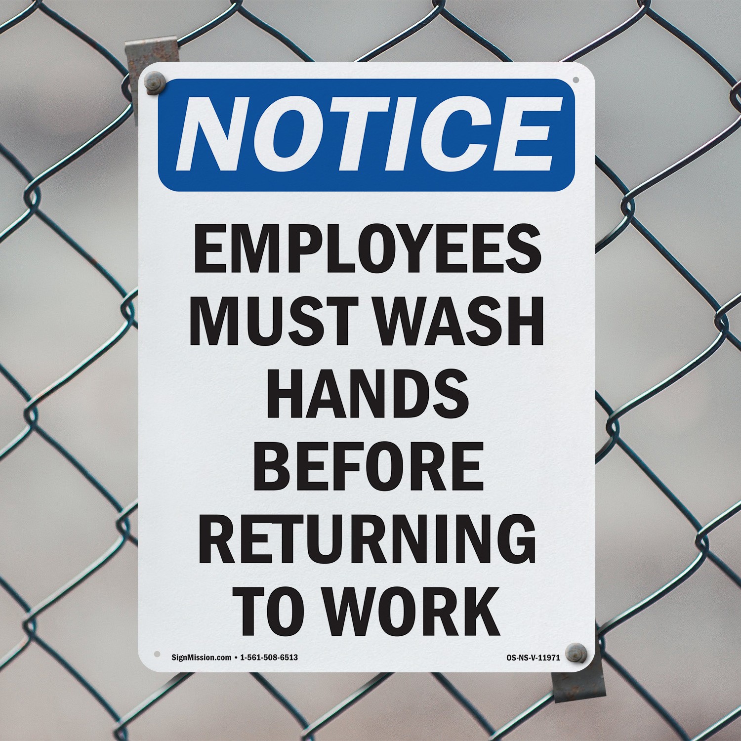 Employees Must Wash Hands Before OSHA Notice Sign Metal, Decal – 5 or 10 Pack