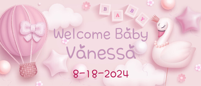 Welcome Baby Girl Custom Banner, Baby Shower Banner Custom Name & Date Banner