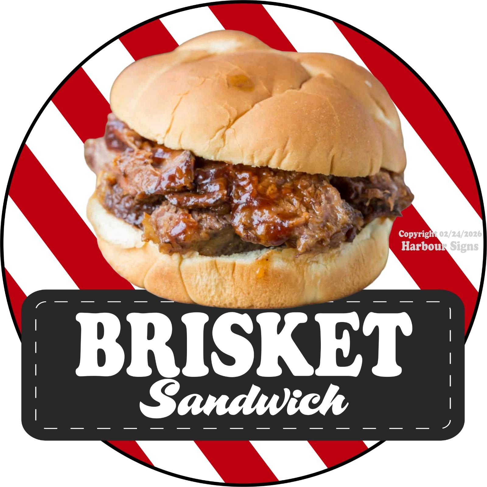 Brisket Sandwich DECAL (Choose Your Size) Snack Concession Food Truck Sticker sc
