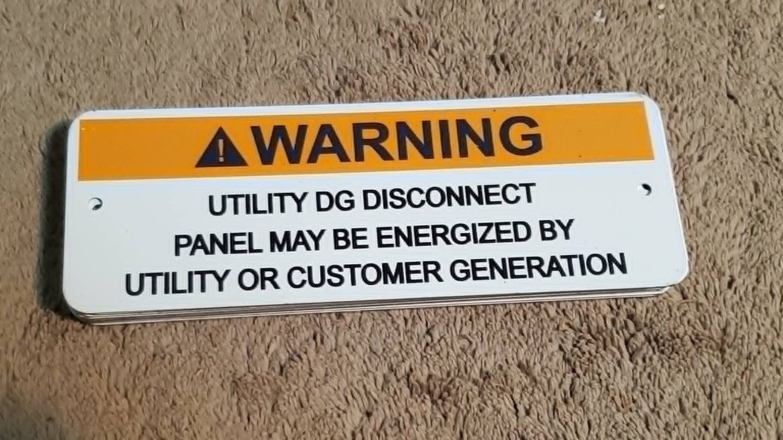 Warning Utility DG Disconnect panel may be energized Metal sign 5.5&Prime; x 2&Prime; – 9pcs