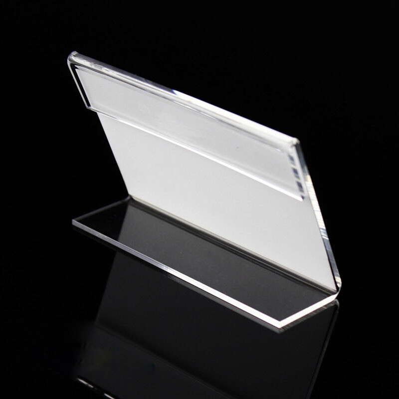 10pcs Acrylic Sign Display Holder Price Name Card Tag Label Stand Bracket Holder