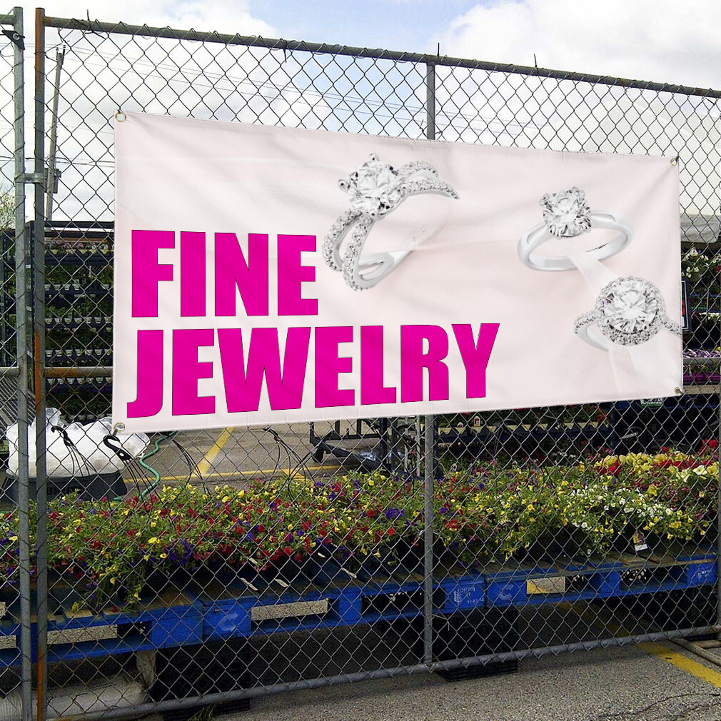 Vinyl Banner Multiple Sizes Fine Jewelry Outdoor Advertising Printing B Business