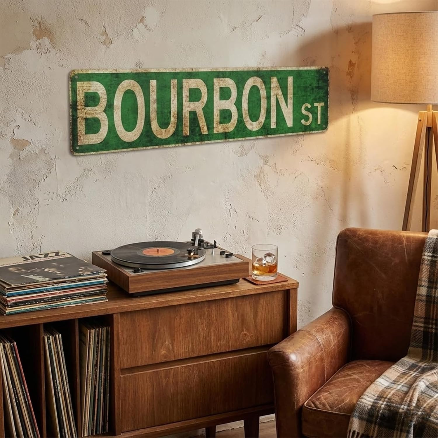 Vintage Bourbon Street Metal Sign 4X15 Inch | Rust-Free Aluminum New Orleans Wal