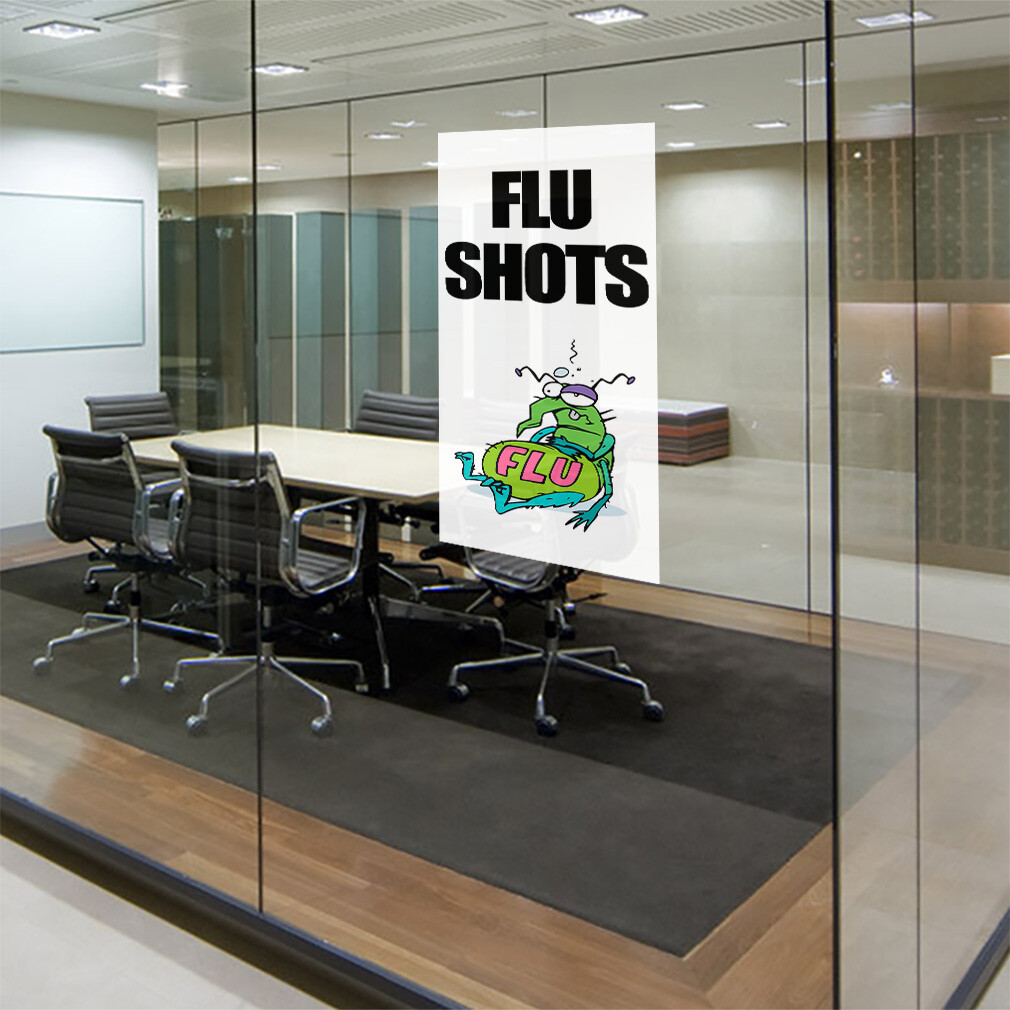 Door Decals Vertical Vinyl Stickers Multiple Sizes Flu Shots Health and Wellness