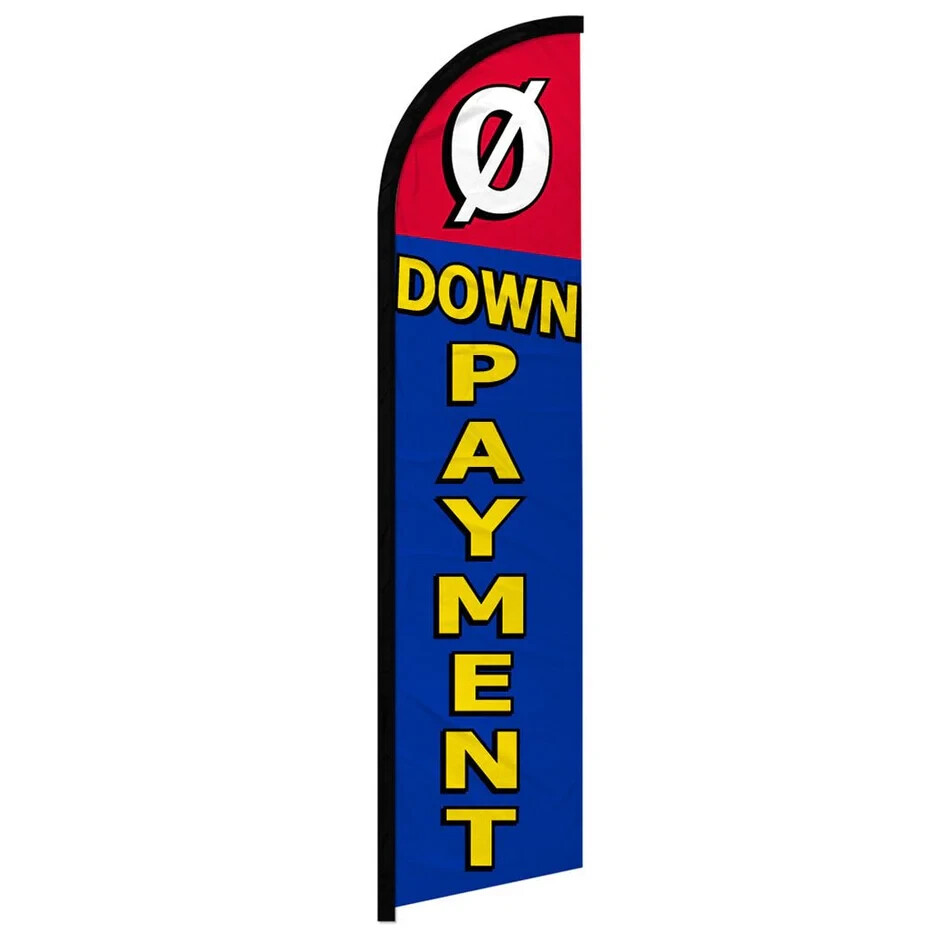 0 Down Payment (RD/BL) Windless Full Sleeve Advertising Auto Finance Banner Flag