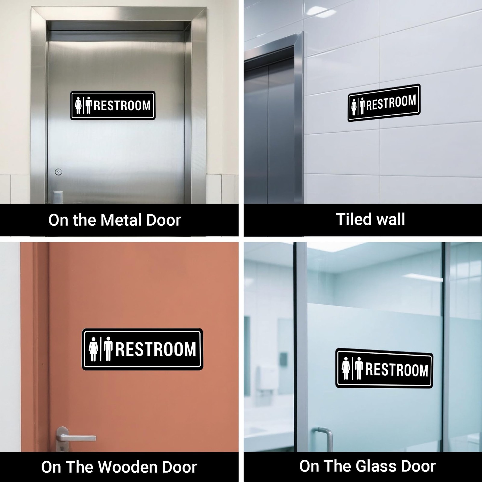 Restroom Sign – (2 Pack) Restroom Signs for Business with Strong Self-Adhesiv…