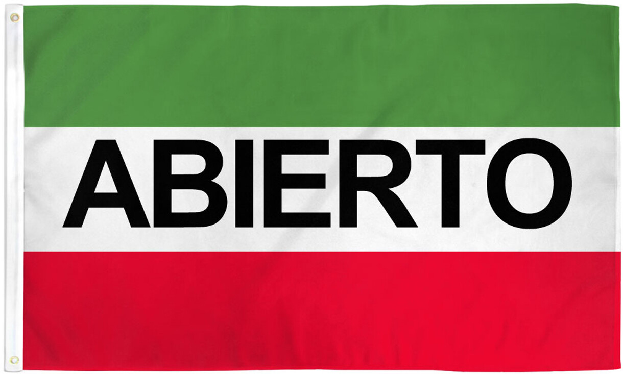 Abierto Flag 3x5ft Red White Green Abierto Banner Sign Open Flag Espanol Flag