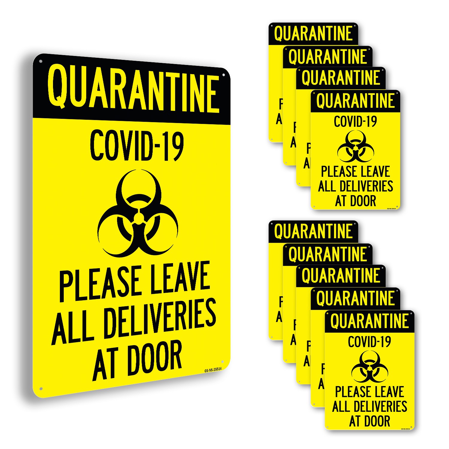 Quarantine Please Leave All Deliveries At Door Public Safety Sign 5 or 10 Pack