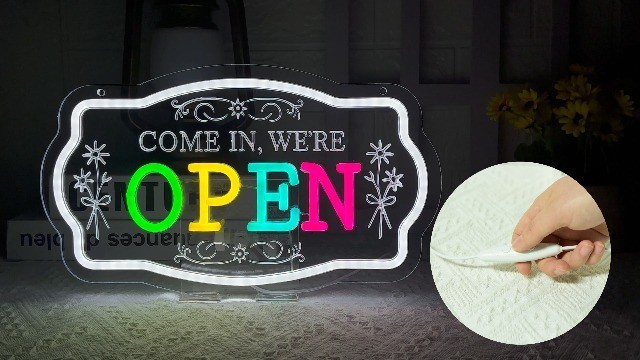 Dimmable LED Neon Open Sign – Colorful Wall Decor for Cafe, Bar, Store, Home – 1