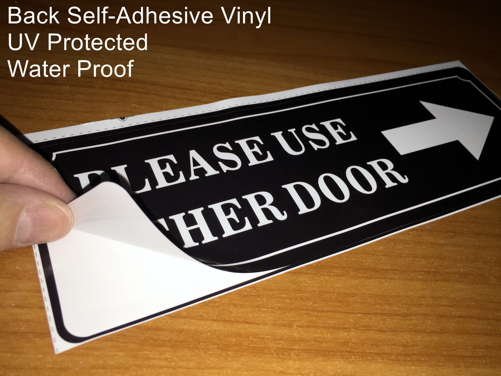 (2 Pack) 9&Prime; X 3&Prime; PLEASE USE OTHER DOOR Sign Back Self Adhesive Vinyl Sticker