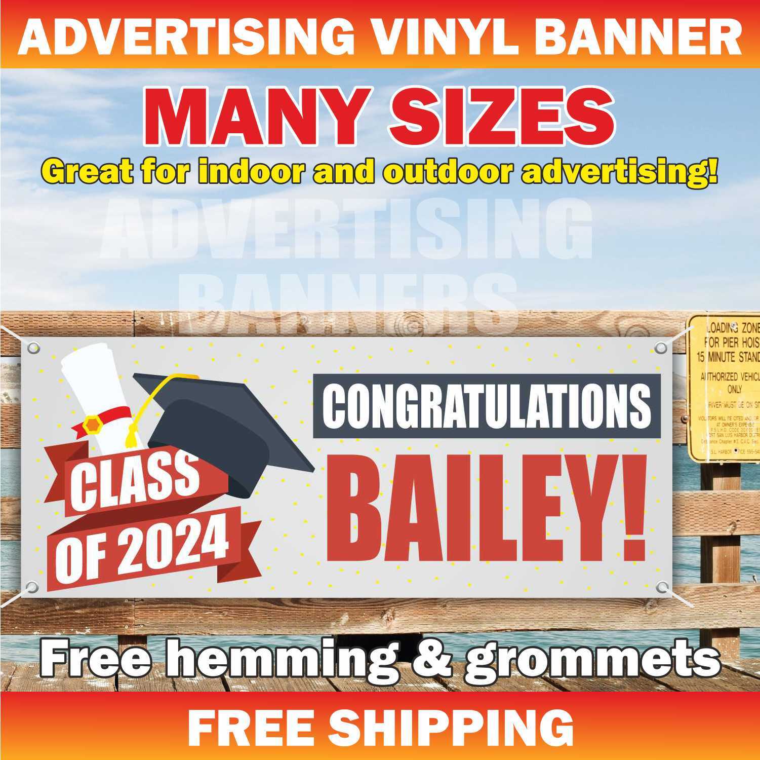 CLASS OF 2024 Advertising Banner Vinyl Mesh Sign School University Graduate