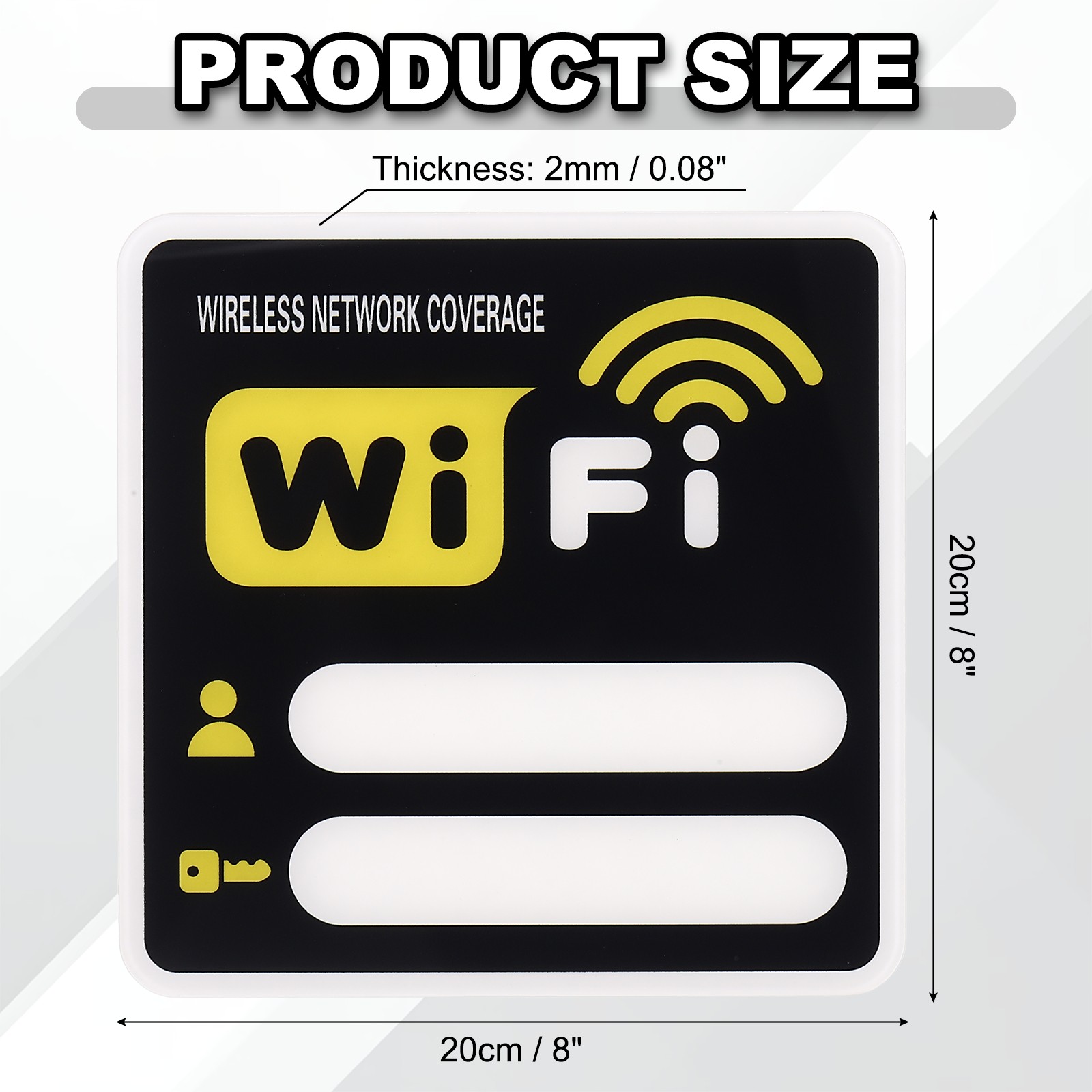 8&Prime; x 8&Prime; Wifi Password Sign, 1 Pcs Acrylic WiFi Sign Self Adhesive, Yellow