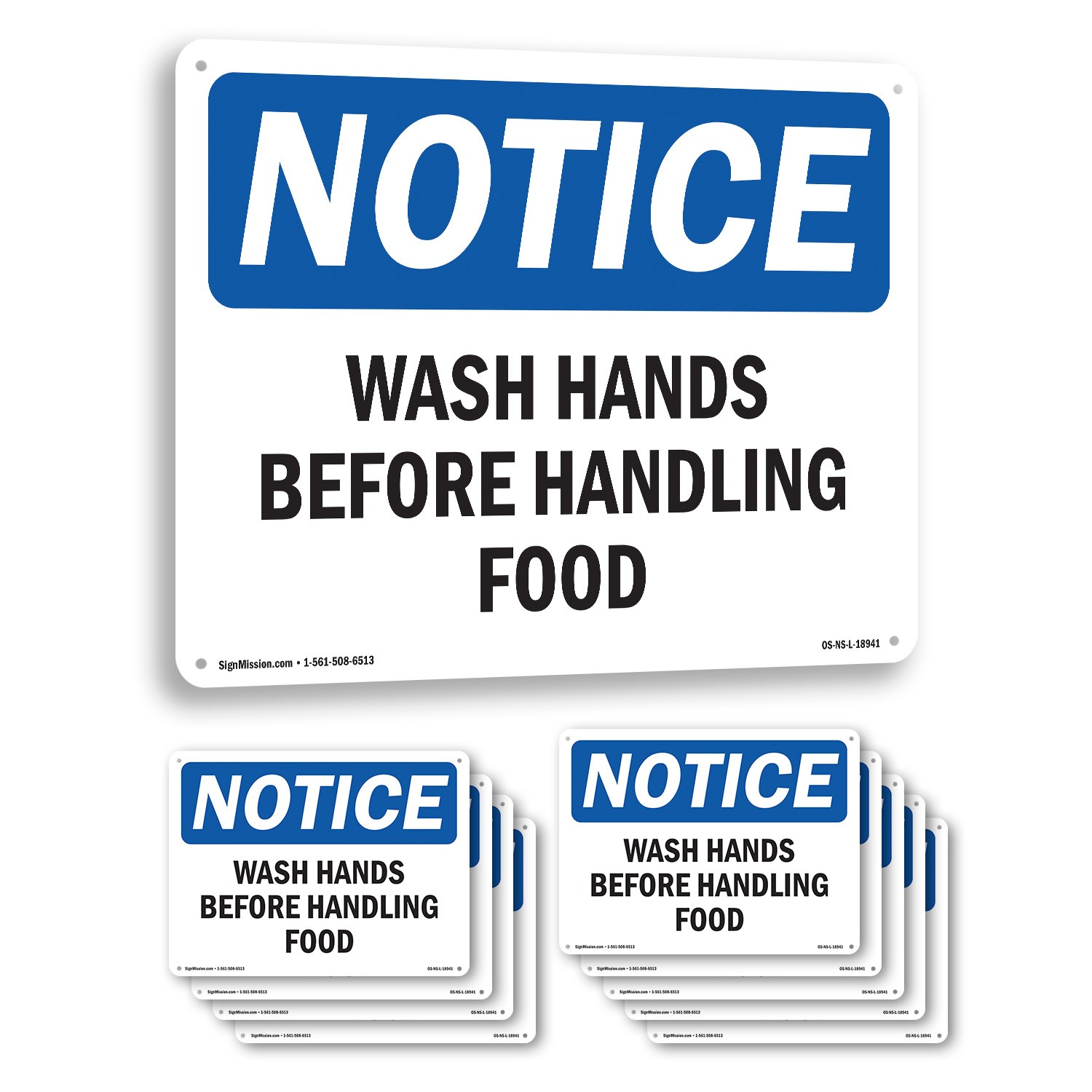 Wash Hands Before Handling Food OSHA Notice Sign Metal,, Decal 5 or 10 Pack