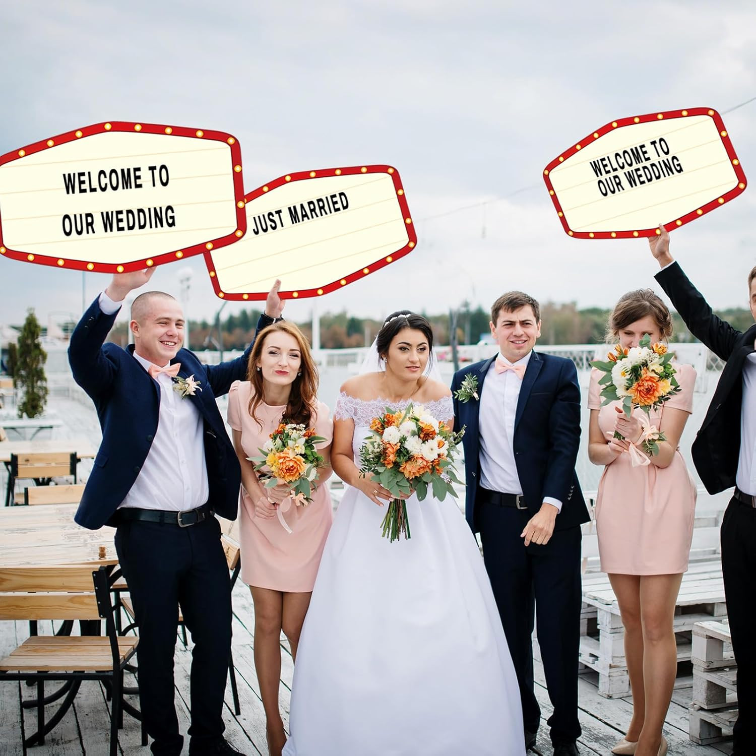 Wedding Bottle Service Sign Set for Nightclubs and Parties (Red, 2 Pack)