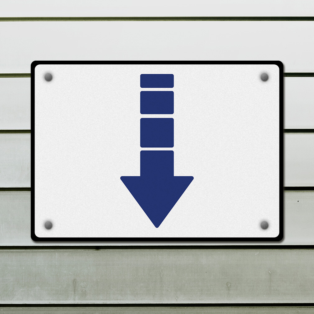 Horizontal Metal Sign Down Directional Acrylic Weatherproof Street Signage