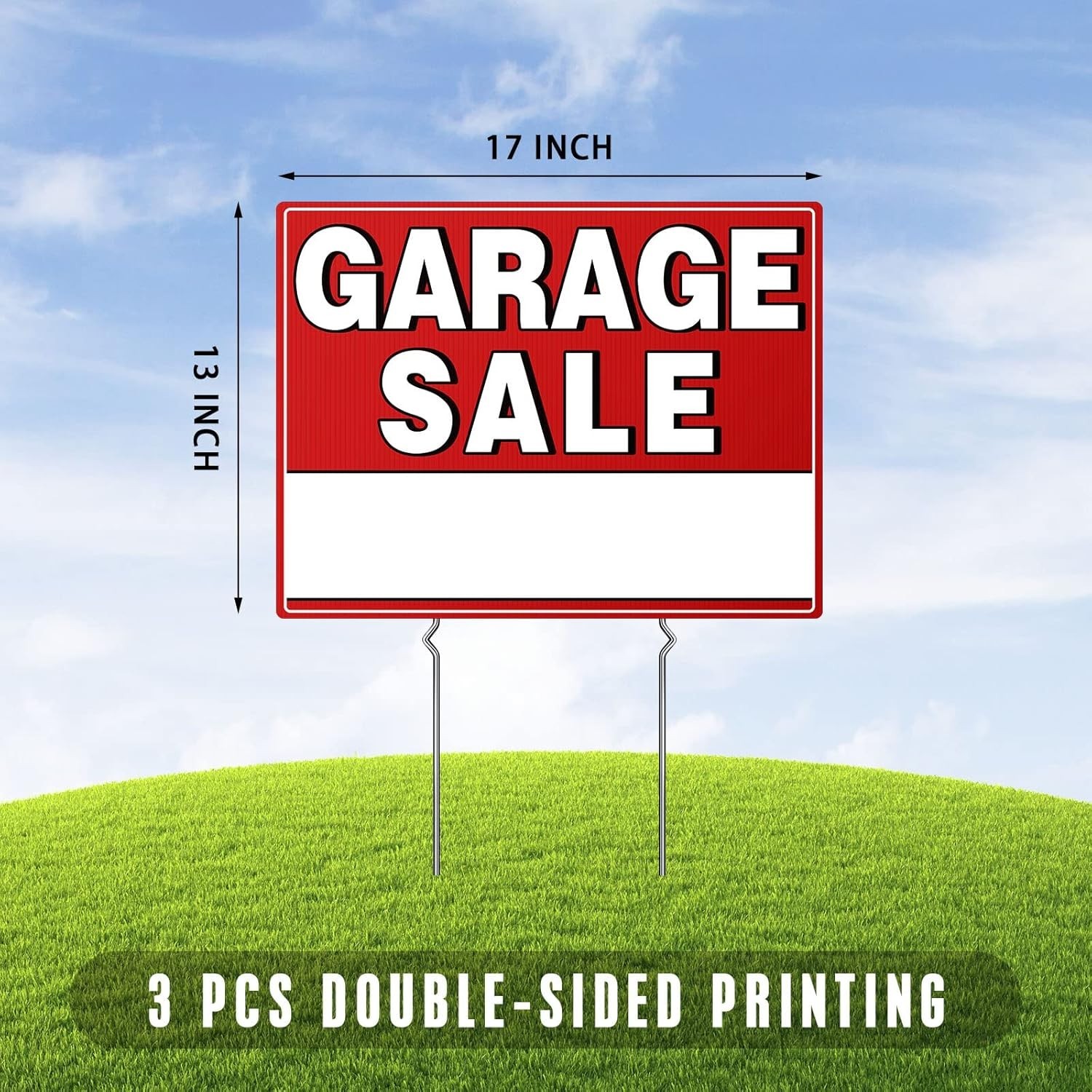 Garage Sale Signs with Stakes, 17&Prime; x 13&Prime; Double-Sided Yard Sale Sign with Arr…