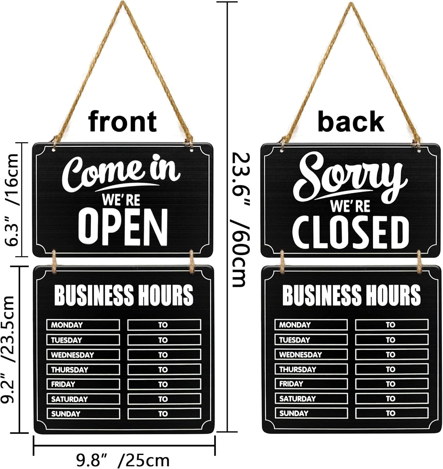 Business Hours Sign Hnging Open nd Closed Mrk Wooden Double Sided with Time S…