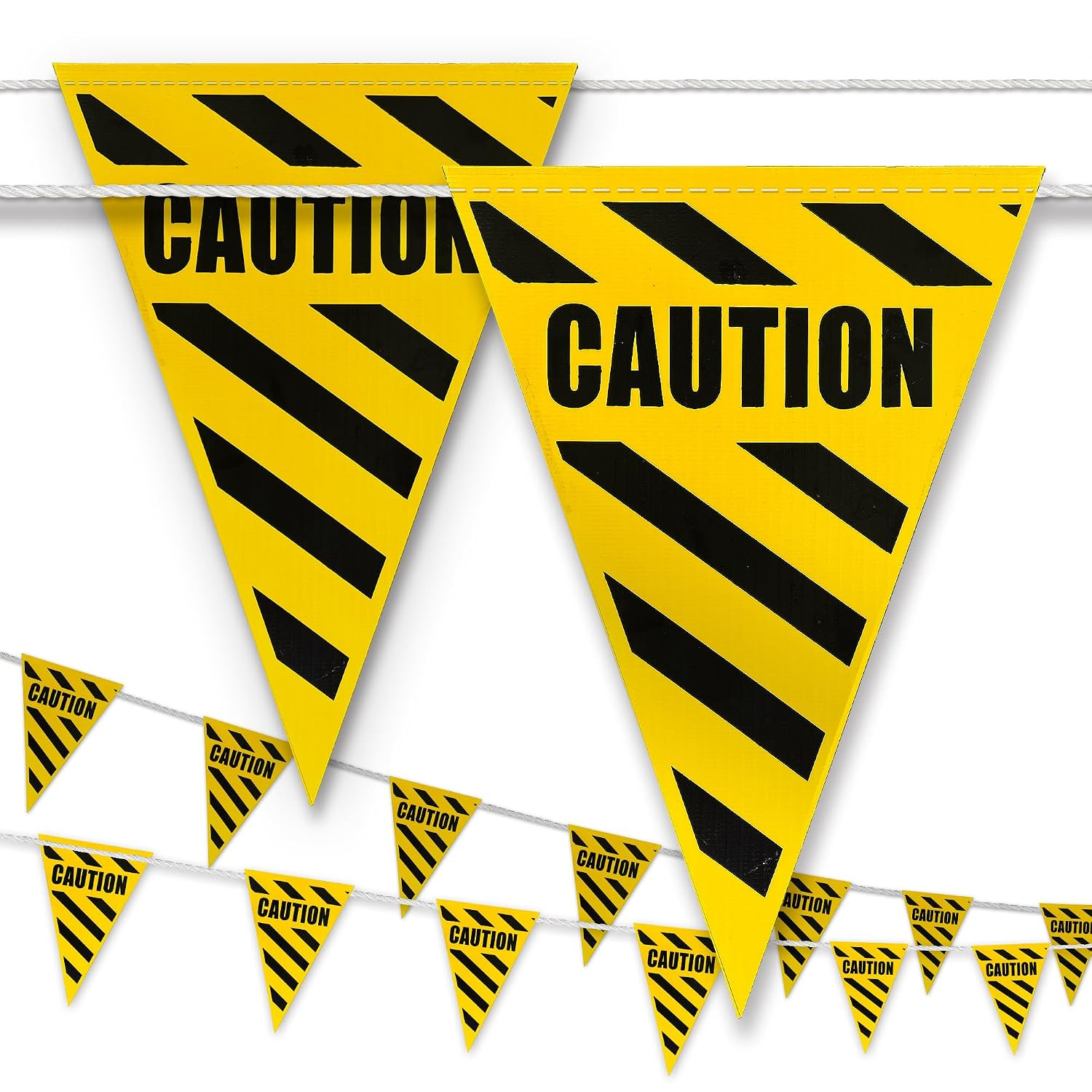 [7 »X10 »X36Ft] « CAUTION » Pennant Banner Flag Warn of Rooftop, Hazardous Areas,