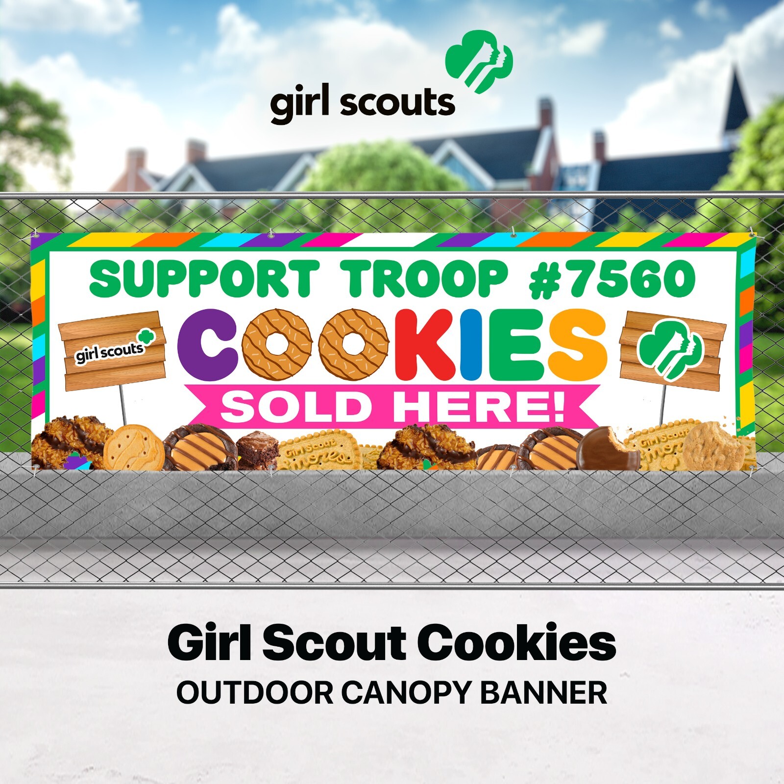 Girl Scout Cookie Sale Canopy Tent Banner – Sold Here – Troop – Poster Sign