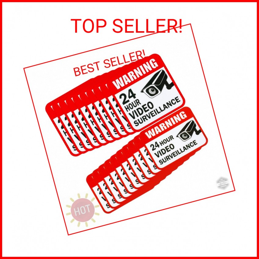 Tatuo 20 Pieces Video Surveillance Sticker Sign Decal 2 Size for Home Business C