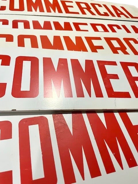 Vintage COMMERCIAL Real Estate Advertising Wood Sign 24×6 2-Sided Large Rider