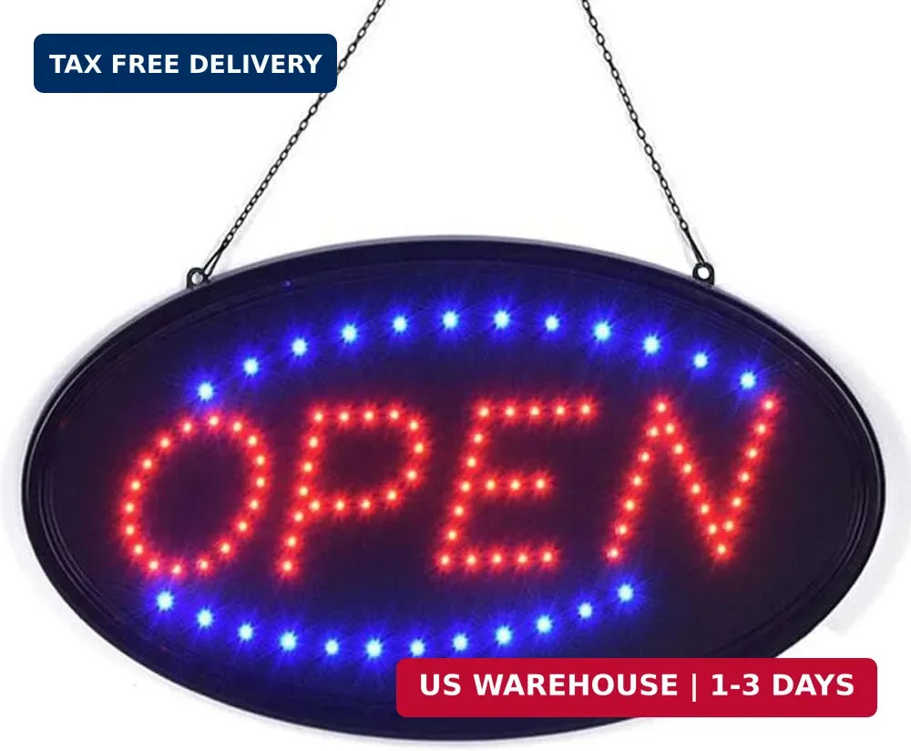 KEBE LED Open Sign, 19&Prime;x10&Prime; Bright High Visibility Advertisement Board Electric