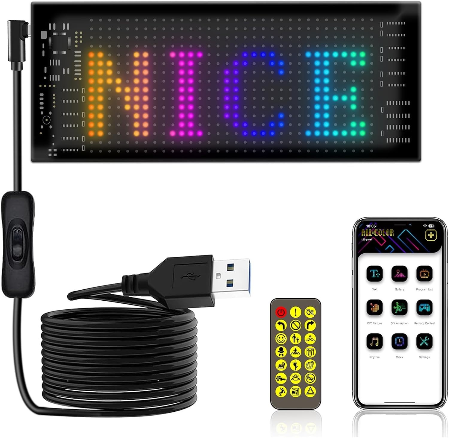Lightweight 7 »x3 » Programmable LED Sign – Vibrant Advertising for All Scenes