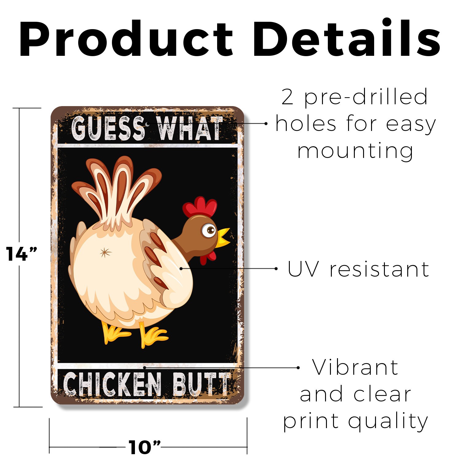 Guess What Chicken Butt Sign Giggles Guaranteed Durable Perfect for Bathrooms