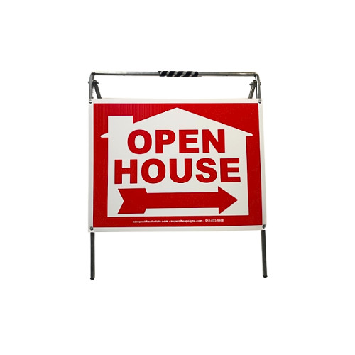 Real Estate Open House Sign Kit Metal A-Frame 5 Pack Red House