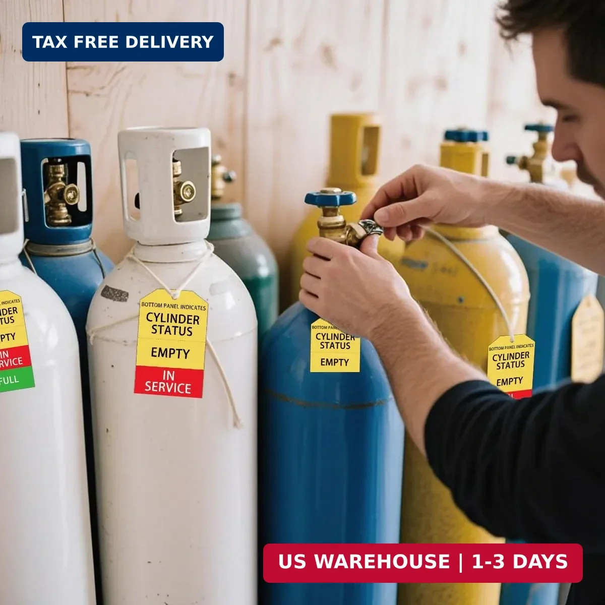 100 Pcs Cylinder Status Sign Tags Waterproof Gas Status Tanks Cardstock 2×4 inch