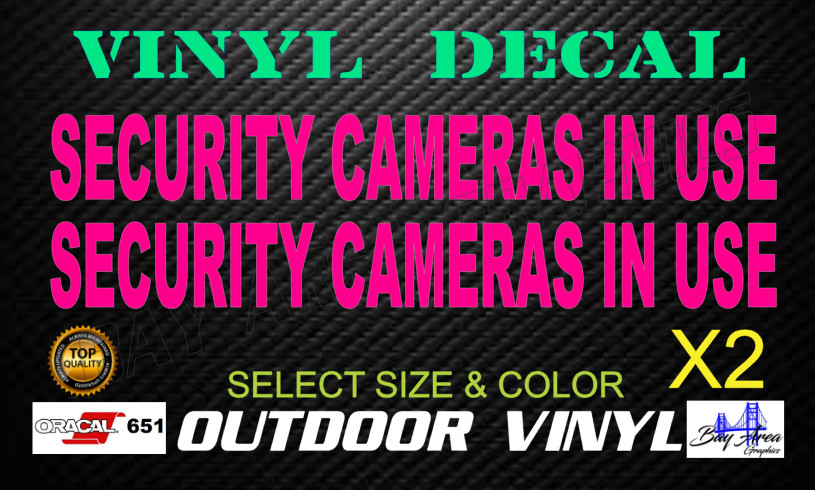 Security Cameras In Use Sticker 2 Pack Outdoor Window Vinyl Sign USA
